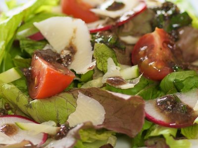 Mixed Greens with Basil-Balsamic Vinaigrette and Parmesan