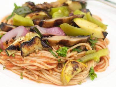 Pasta with Grilled Summer Vegetables