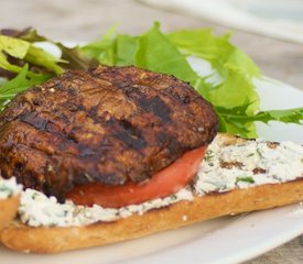 Open-face Grilled Portobello Sandwiches with Parsley-Basil Goat Cheese