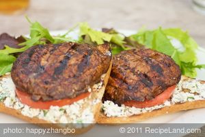Open-face Grilled Portobello Sandwiches with Parsley-Basil Goat Cheese