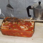 Mix the tomato and onions into the Aubergine, and return to the oven