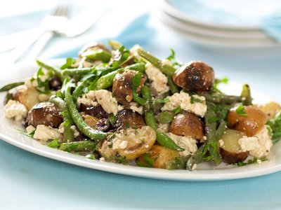 Grilled New Potato and Green Bean Salad with Feta and Olives