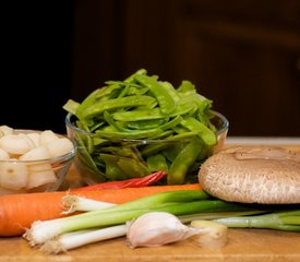 Snow Peas, Carrots and Water Chestnuts Stir-Fry with Asian Sauce