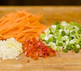 Snow Peas, Carrots and Water Chestnuts Stir-Fry with Asian Sauce