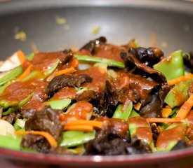 Snow Peas, Carrots and Water Chestnuts Stir-Fry with Asian Sauce