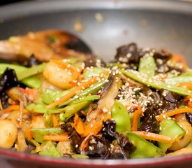 Snow Peas, Carrots and Water Chestnuts Stir-Fry with Asian Sauce