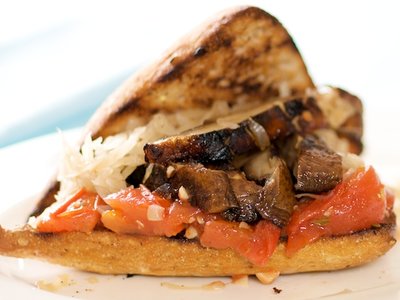 Grilled Portobello Sandwiches with Tomato Jam and Sauerkraut