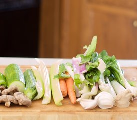 Korean Seasoned Vegetables and Noodles with Spicy Sauce