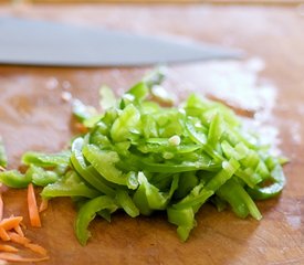 Korean Seasoned Vegetables and Noodles with Spicy Sauce