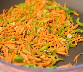 Korean Seasoned Vegetables and Noodles with Spicy Sauce