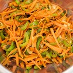 Transfer the cooked carrots and jalapenos into a bowl, and set aside.