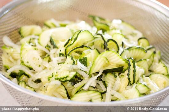 This is how the zucchinis and onions look like after overnight sitting in the frige.