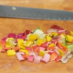 Chop the stems into about 1/2-inch pieces.