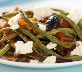 Mediterranean Roasted Green beans with Goat Cheese