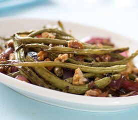 Balsamic Roasted Green Beans, Red Onion and Toasted Walnuts