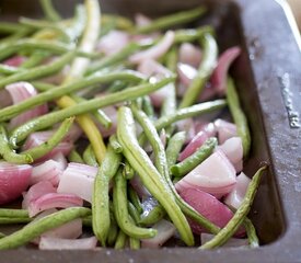 Balsamic Roasted Green Beans, Red Onion and Toasted Walnuts