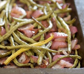 Balsamic Roasted Green Beans, Red Onion and Toasted Walnuts