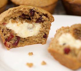 Cream Cheese Stuffed Honey Lemon Cranberry Muffins