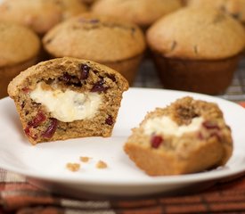 Cream Cheese Stuffed Honey Lemon Cranberry Muffins