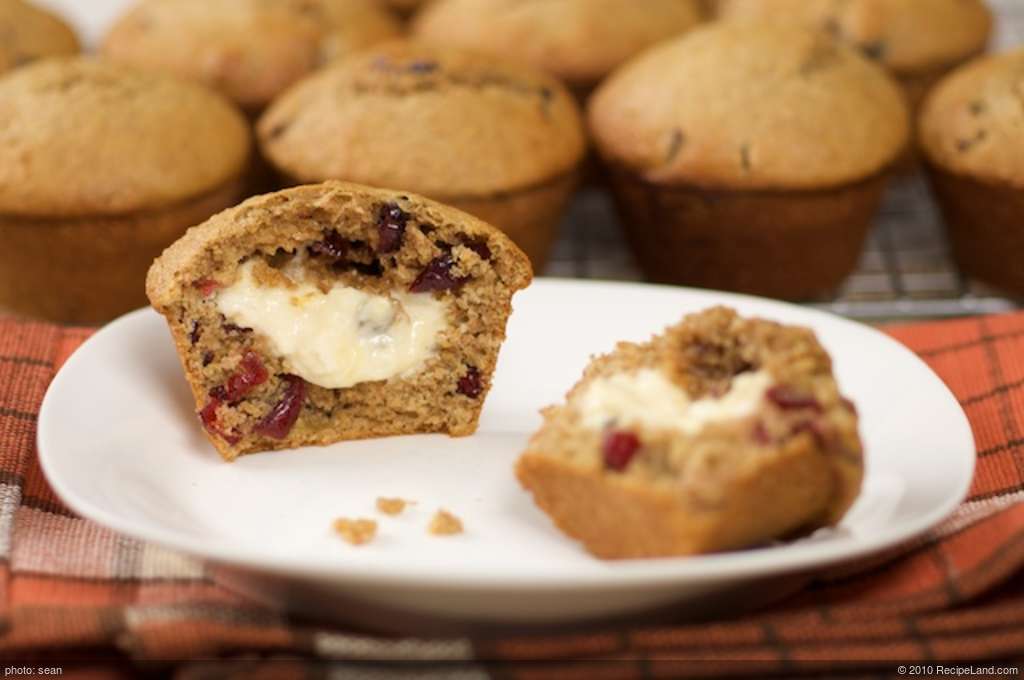 Cream Cheese Stuffed Honey Lemon Cranberry Muffins recipe