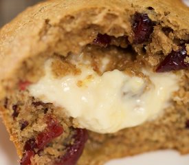 Cream Cheese Stuffed Honey Lemon Cranberry Muffins