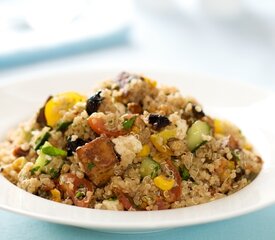 Quinoa, Toasted Corn and Cherry Tomato Salad with Toasted Walnuts and Feta