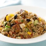 Quinoa, Toasted Corn and Cherry Tomato Salad with Toasted Walnuts and Feta