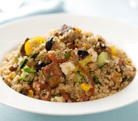 Quinoa, Toasted Corn and Cherry Tomato Salad with Toasted Walnuts and Feta