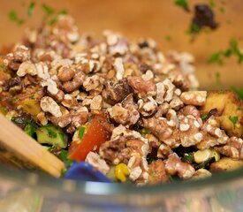 Quinoa, Toasted Corn and Cherry Tomato Salad with Toasted Walnuts and Feta