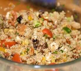 Quinoa, Toasted Corn and Cherry Tomato Salad with Toasted Walnuts and Feta