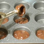 Spoon about 2 tsp of batter into greased or paper-lined miniature muffin cups. 
