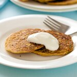 Serve the pancakes with sour cream or plain yoghurt.