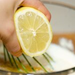 squeeze fresh lemon juice from half of the lemon.