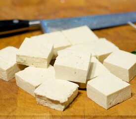 Stir-fry Tatsoi, Crusty Tofu with Asian Sweet-Sour Sauce