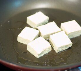 Stir-fry Tatsoi, Crusty Tofu with Asian Sweet-Sour Sauce