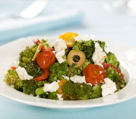 Roasted Broccoli and Cherry Tomatoes with Feta, Roasted Pepper and Olives