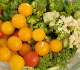 Roasted Broccoli and Cherry Tomatoes with Feta, Roasted Pepper and Olives