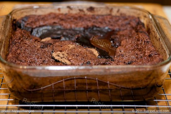 Bake the cake until it's puffed, bubbling and just start pulling away from the sides of baking dish, 44 to 46 minutes. 