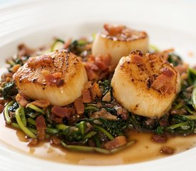 Bacon Scallop with Sauteed Tatsoi