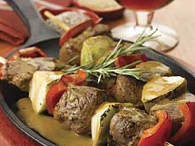 Pear & Lamb Kebabs With Harpoon Ale-Rosemary Pan Sauce