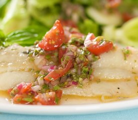 Poached White Fish with Cherry Tomatoes