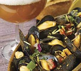 Spicy Steamed Mussels