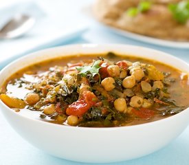 Chickpea, Kale and Tomato Soup with Cilantro