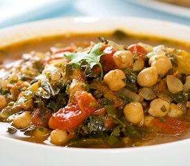 Chickpea, Kale and Tomato Soup with Cilantro