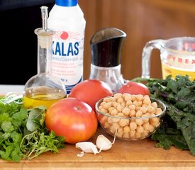 Chickpea, Kale and Tomato Soup with Cilantro