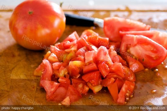 And chop up the tomatoes.