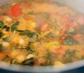 Chickpea, Kale and Tomato Soup with Cilantro