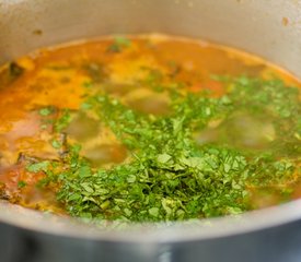 Chickpea, Kale and Tomato Soup with Cilantro