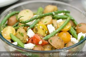 New Potato and Green Bean Salad with Grape Tomatoes and Feta 