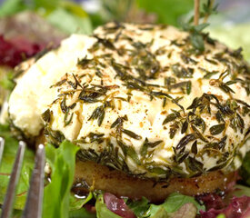 Warm Chévre and Apple Rings with Manitoba Hemp Seed Oil Vinaigrette